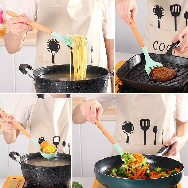 Non Stick Pot Spatula and Spoon - Essential Non Stick Spatula Set for Effortless Cooking