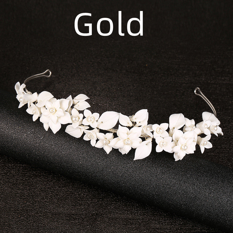 Handmade White Ceramic Flowers Headwear