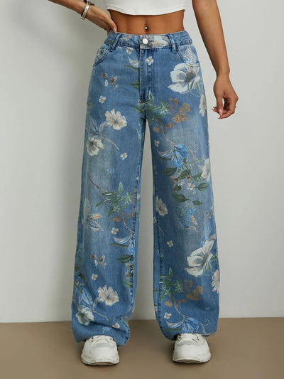 Printed Wide Leg Jeans - Firebrands