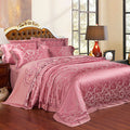Conjunto de cama de luxo europeu em linho e algodão com jacquard de seda gelada
