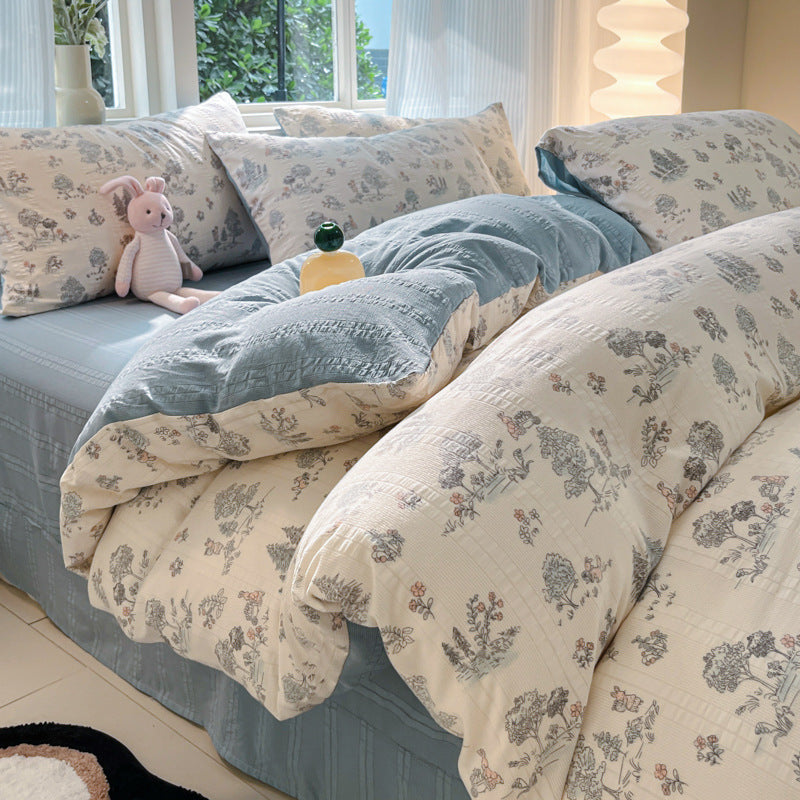 Conjunto de quatro peças em algodão, fio Cloud Yarn Classe A, estilo Ins.