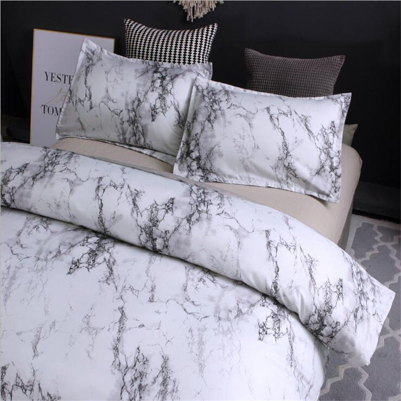 Taie d'oreiller, linge de lit quatre pièces, marbre