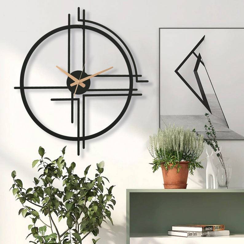 Relógio de parede geométrico simples e grande, estilo moderno para casa.