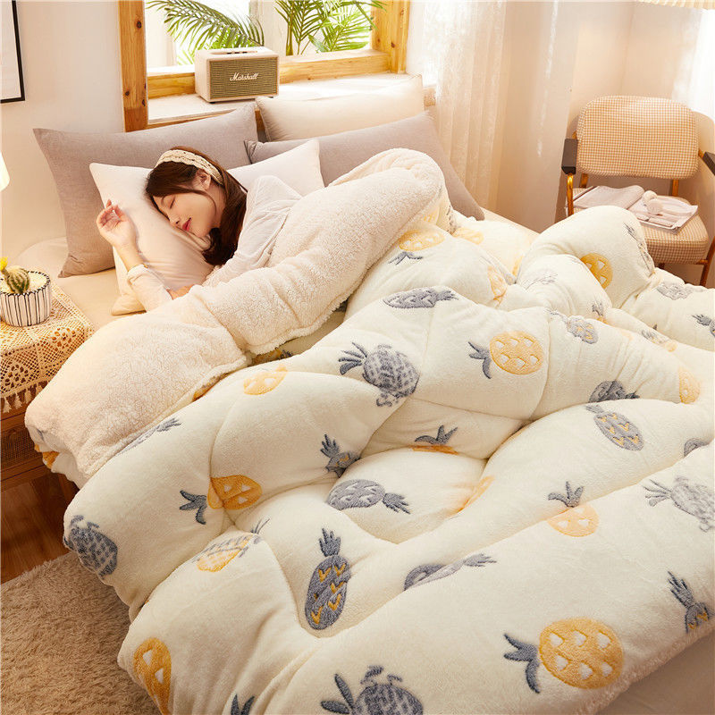 Couette d'hiver épaisse pour dortoir, simple et chaude, en velours d'agneau, double.