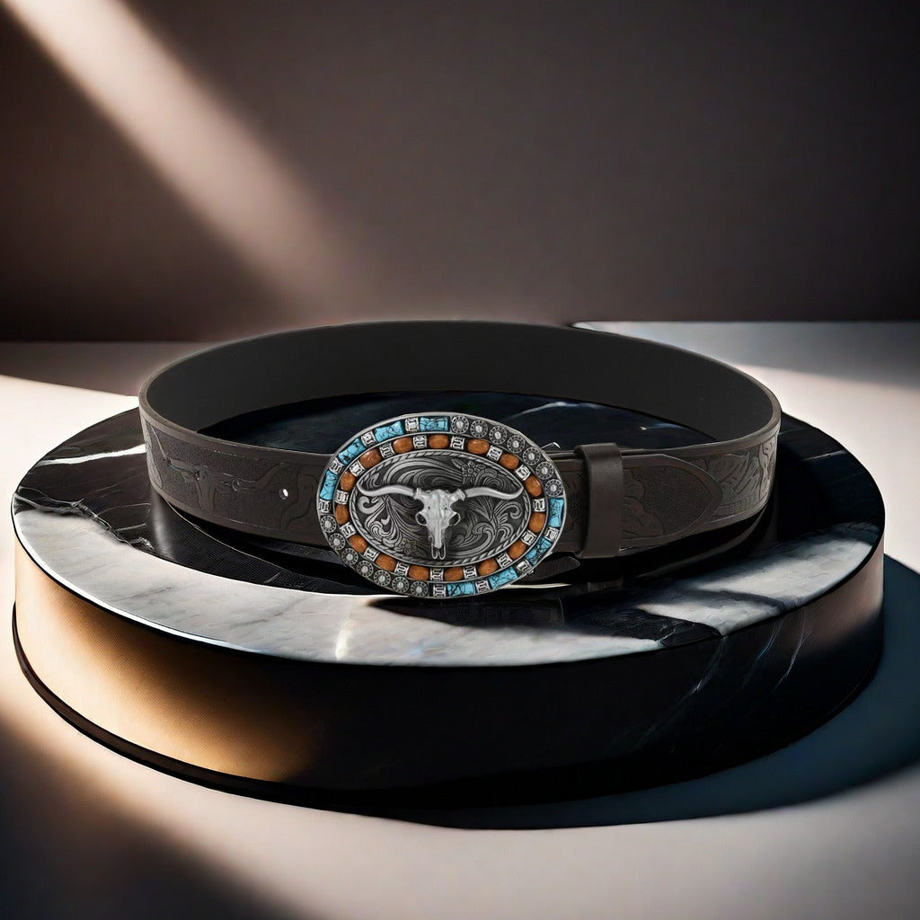 Ceinture homme à boucle tête de vache