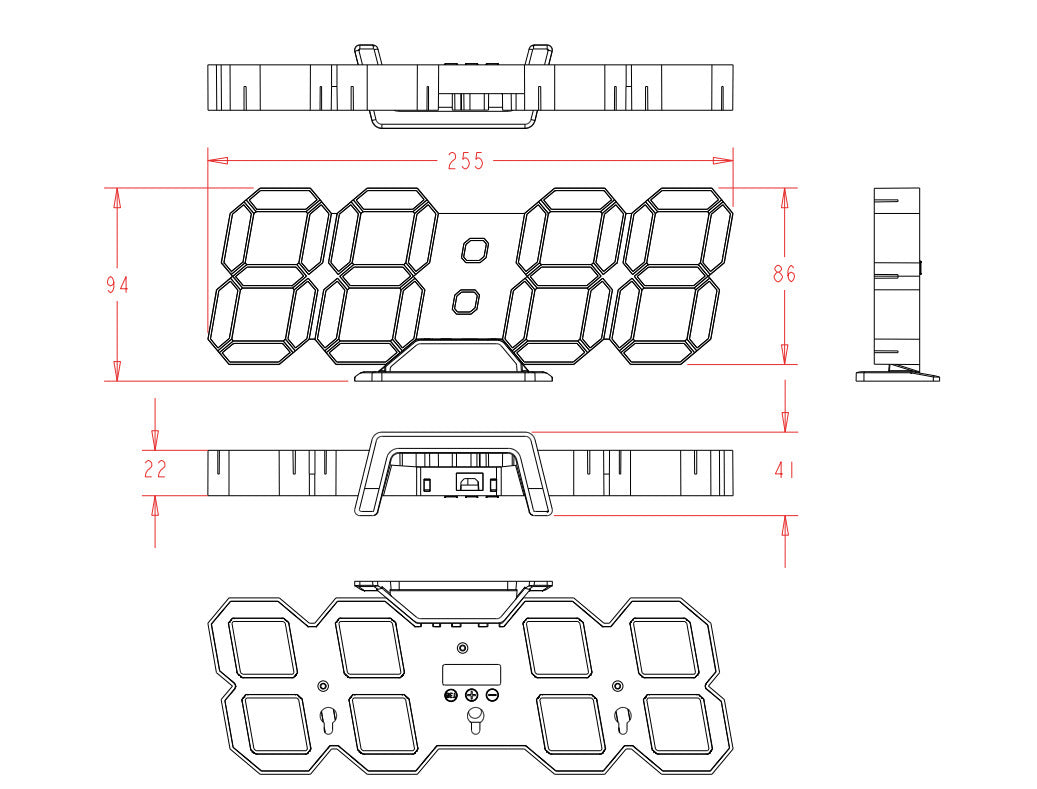 Horloge murale numérique stéréo lumineuse silencieuse