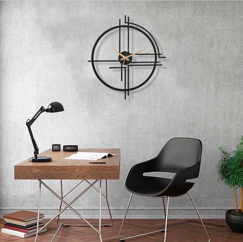 Relógio de parede geométrico simples e grande, estilo moderno para casa.