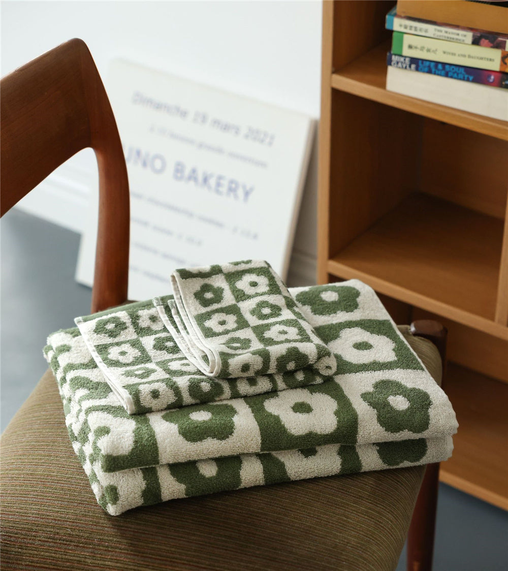 Toalha de algodão colorida com estampado de escamas de peixe em estilo retro