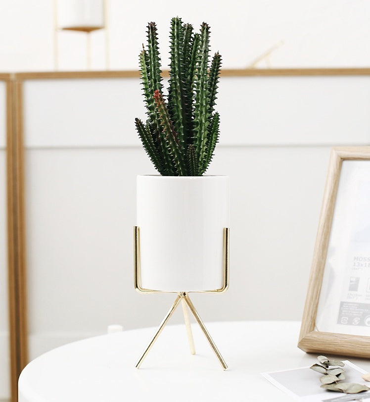 Flavor flower pot wrought iron vase simple iron frame