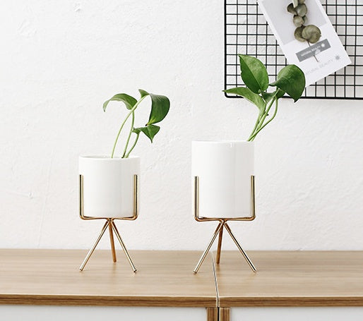 Flavor flower pot wrought iron vase simple iron frame