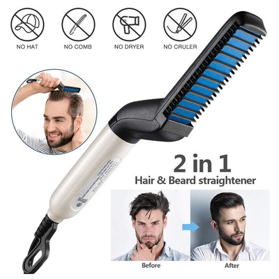 Brosse lissante électrique, peigne lisseur de barbe rapide pour homme, lissage des cheveux, peigne lisseur pour cheveux bouclés, démêlage des cheveux sur les côtés, fer à boucler multifonctionnel 