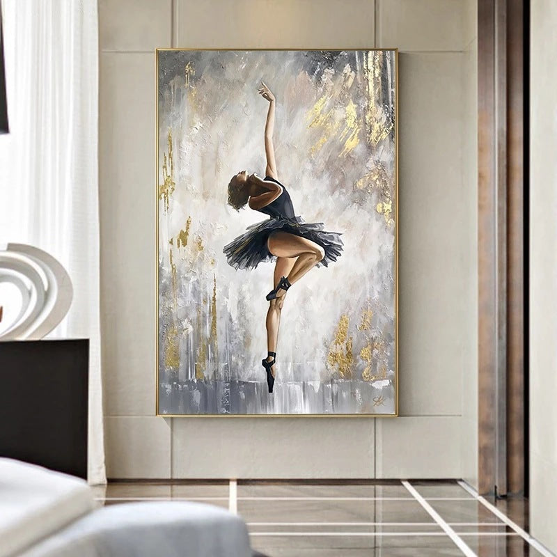 Poster de pintura a óleo de bailarina para decoração de parede de quarto ou sala de estar, imagem moderna.