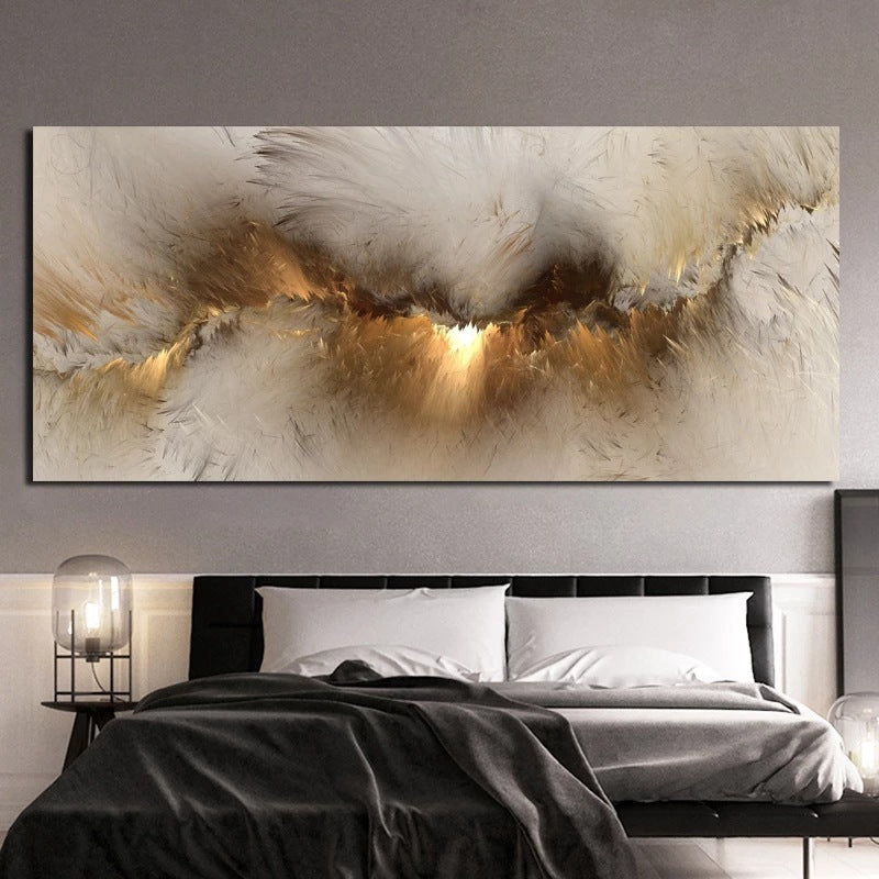 Modern Home Living Room Decorative Painting Mural Frameless Painting Abstract Golden Aurora Landscape Canvas Painting