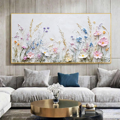 Handmade Oil Painting Canvas Wall Art Decoration 3D Palette Knife Flowers For Home Living Room Decor Rolled Frameless Unstretched Painting