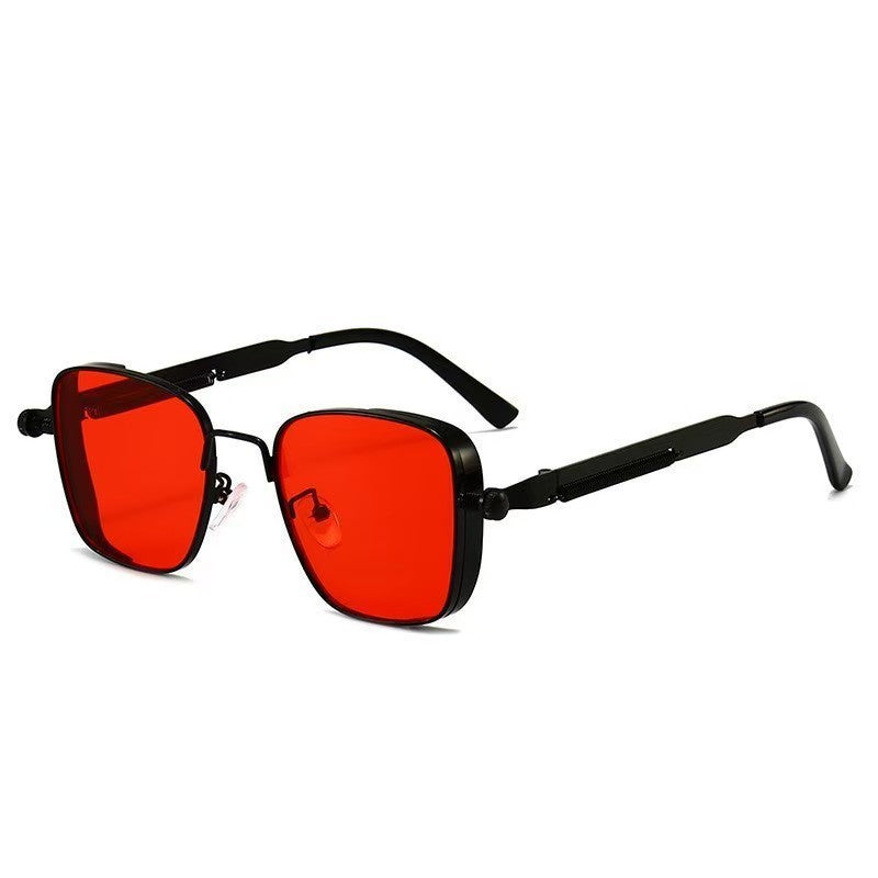 Lunettes de soleil rétro en métal pour hommes avec monture boîte et protection UV