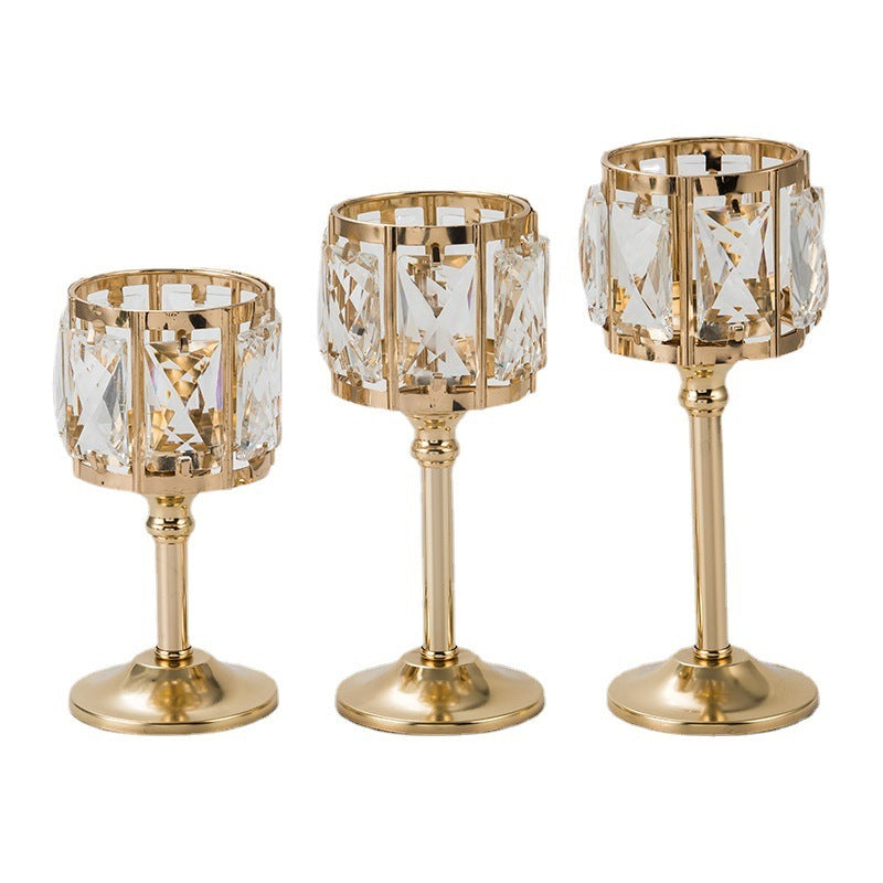 Crystal Candle Holder Creative Decoration Restaurant Metal Glass
