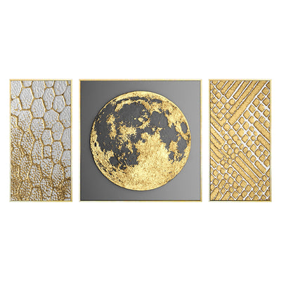 Set Of Luxury Abstract Golden Canvas Wall Art