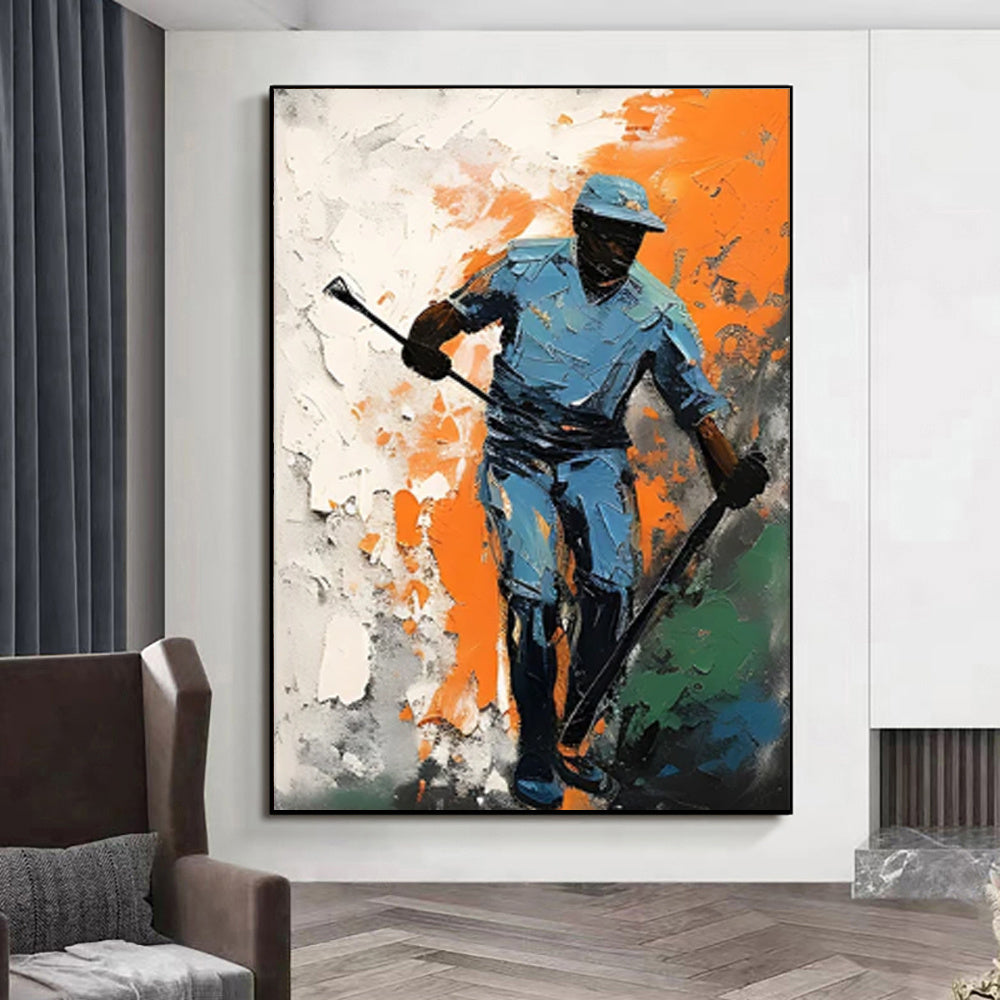 Pintura a óleo artesanal sobre tela para decoração de parede, imagem de hóquei no gelo para meninos e meninas, ideal para clubes e presentes decorativos (sem moldura).