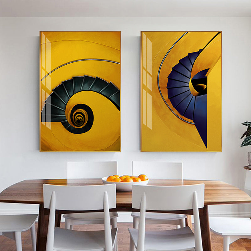 Modern Wall Abstract Yellow Staircase Canvas Painting