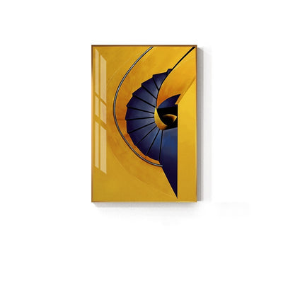 Modern Wall Abstract Yellow Staircase Canvas Painting