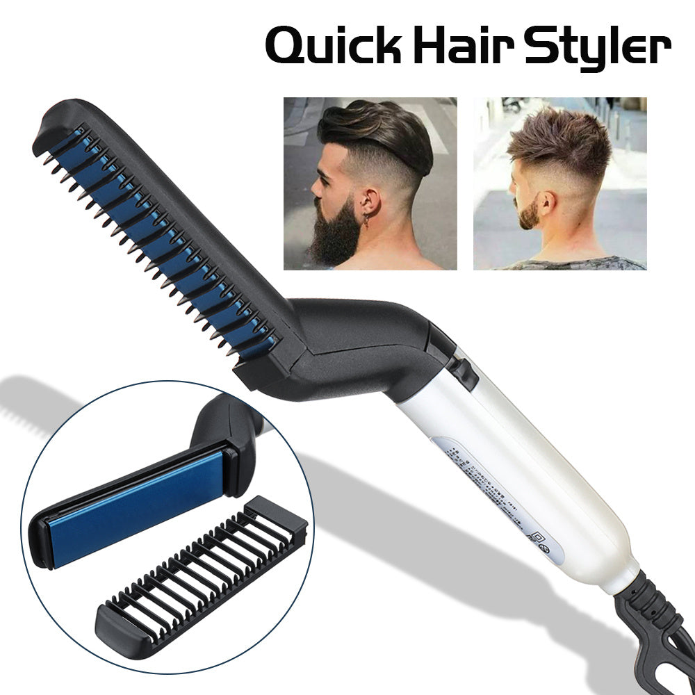 Brosse lissante électrique, peigne lisseur de barbe rapide pour homme, lissage des cheveux, peigne lisseur pour cheveux bouclés, démêlage des cheveux sur les côtés, fer à boucler multifonctionnel 
