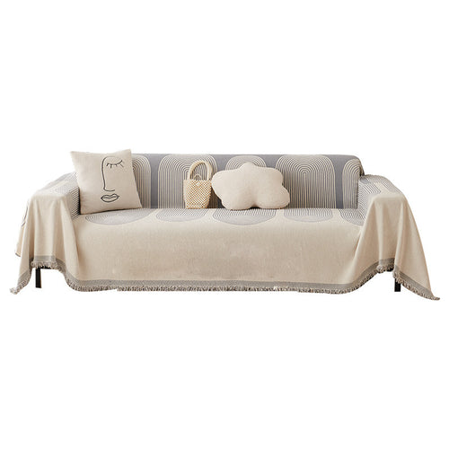 Housse de canapé universelle tout-en-un, housse de canapé simple et intégrale en tissu avec coussin