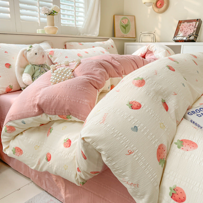 Conjunto de quatro peças em algodão, fio Cloud Yarn Classe A, estilo Ins.