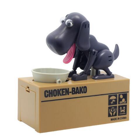 Mealheiro em forma de cão robô, cofre canino para moedas.