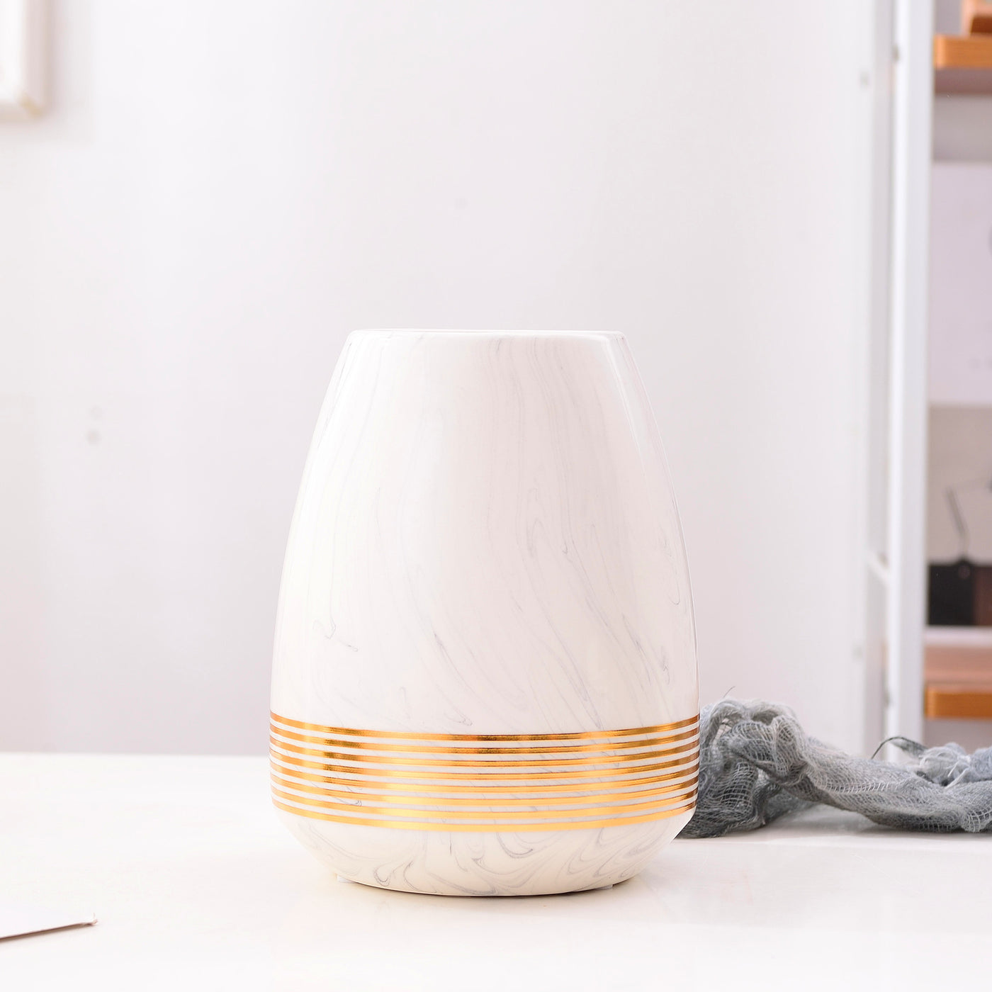 Marbled Cearamic Vase Golden Circle Flower Vase Water Planting Container Home Decorative Wedding Gift