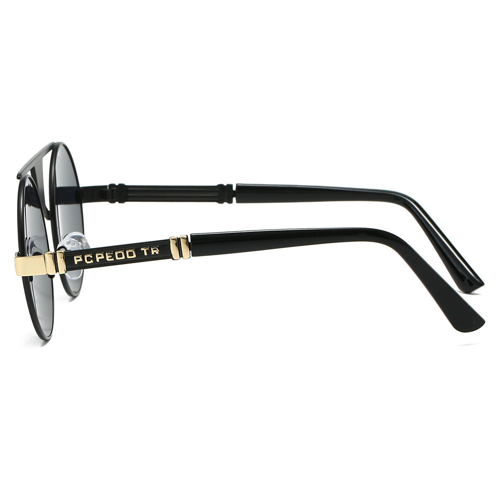 Óculos de Sol Masculinos Clássicos de Alta Definição com Armação Redonda Dupla