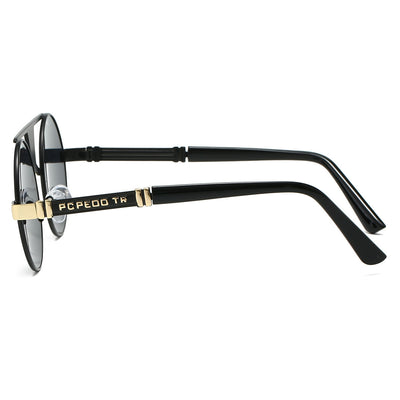 Men's Double Beam Round Frame Classic HD Fashion Sunglasses