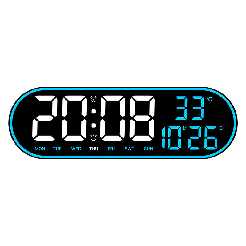 Relógio multifuncional simples para sala de estar, relógio de parede digital eletrónico para decoração de casa.