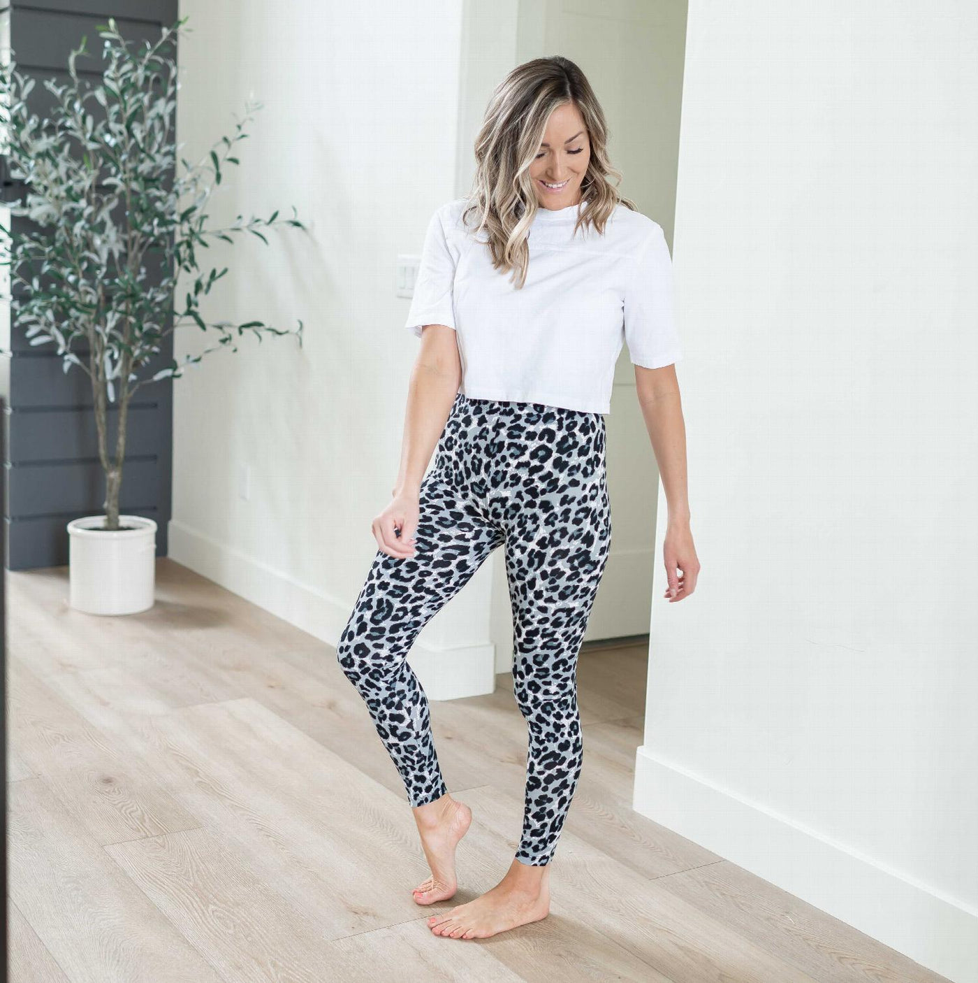 Brushed Microfiber Leopard Print Leggings - Firebrands