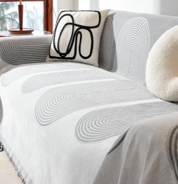 Capa de sofá universal completa e simples, em tecido, com almofada.