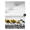 Yellow Vintage Sea Landscape Canvas Painting
