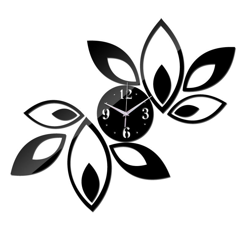 Leaf Wall Clock 3D Mirror