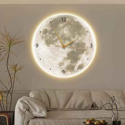 Moon Clock Living Room Clock Decorative Painting Silent Wind Wall Lamp