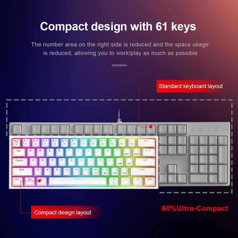 Mini Mechanical Gaming Keyboard - Wired Compact Gaming Keypad
