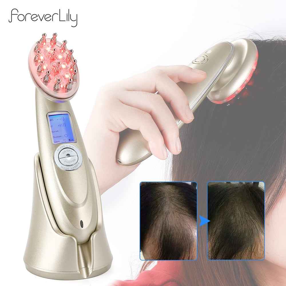 Electric Hair Growth Comb - Infrared EMS RF Vibration Massager for Hair Loss Treatment and Regrowth