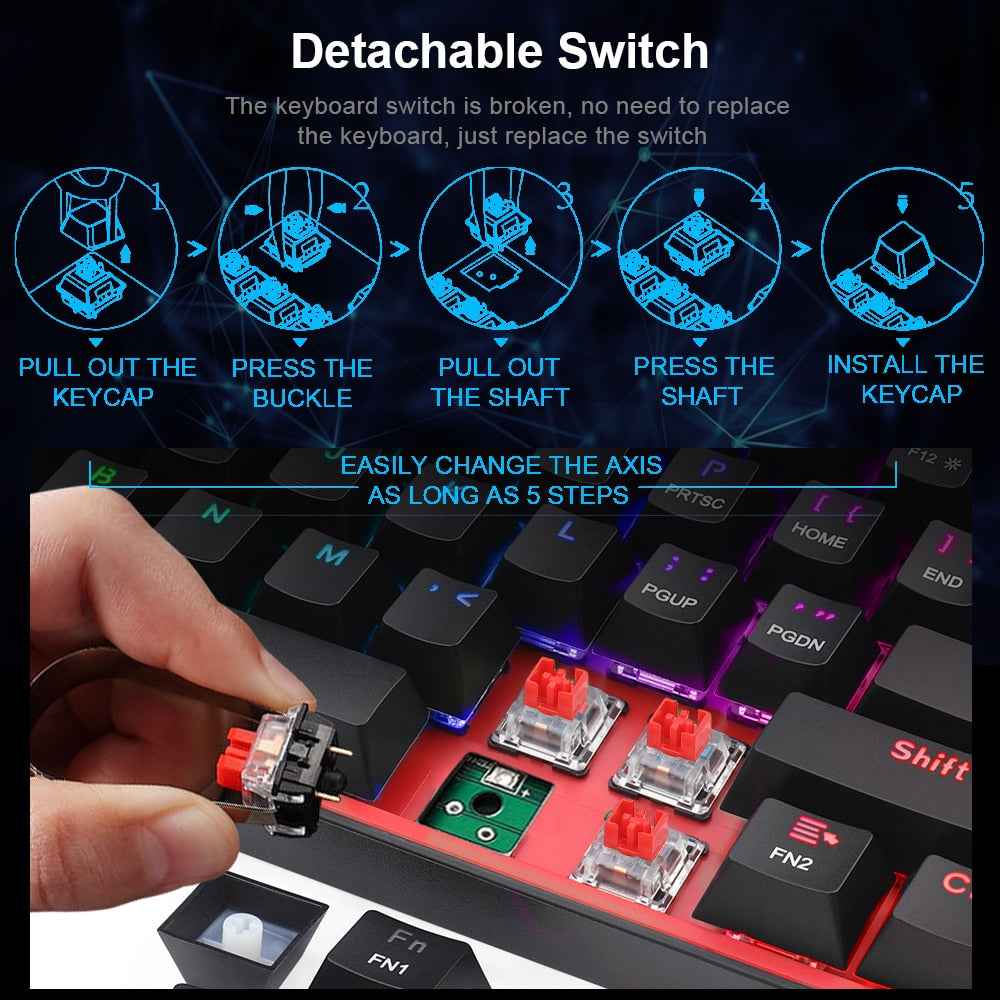 Mini Mechanical Gaming Keyboard - Wired Compact Gaming Keypad
