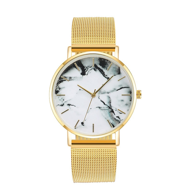 Fashion Rose Gold Mesh Band Creative Marble Female Wrist Watch Luxury Women Quartz Watches Gifts Relogio Feminino Drop Shipping - Firebrands
