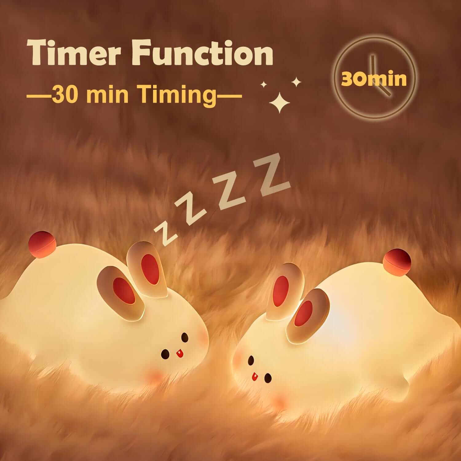 🐰 Soft Silicone Bunny Night Light – Touch-Control Lamp for Kids’ Rooms & Gifts with 30-minute timer function.