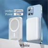 White Thin Magnetic wireless power bank for iPhone