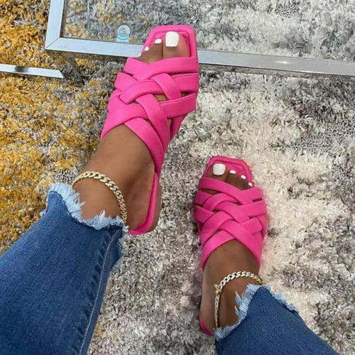 Summer Leather Flat Beach Slides Outdoor Casual  Women Slippers - Firebrands