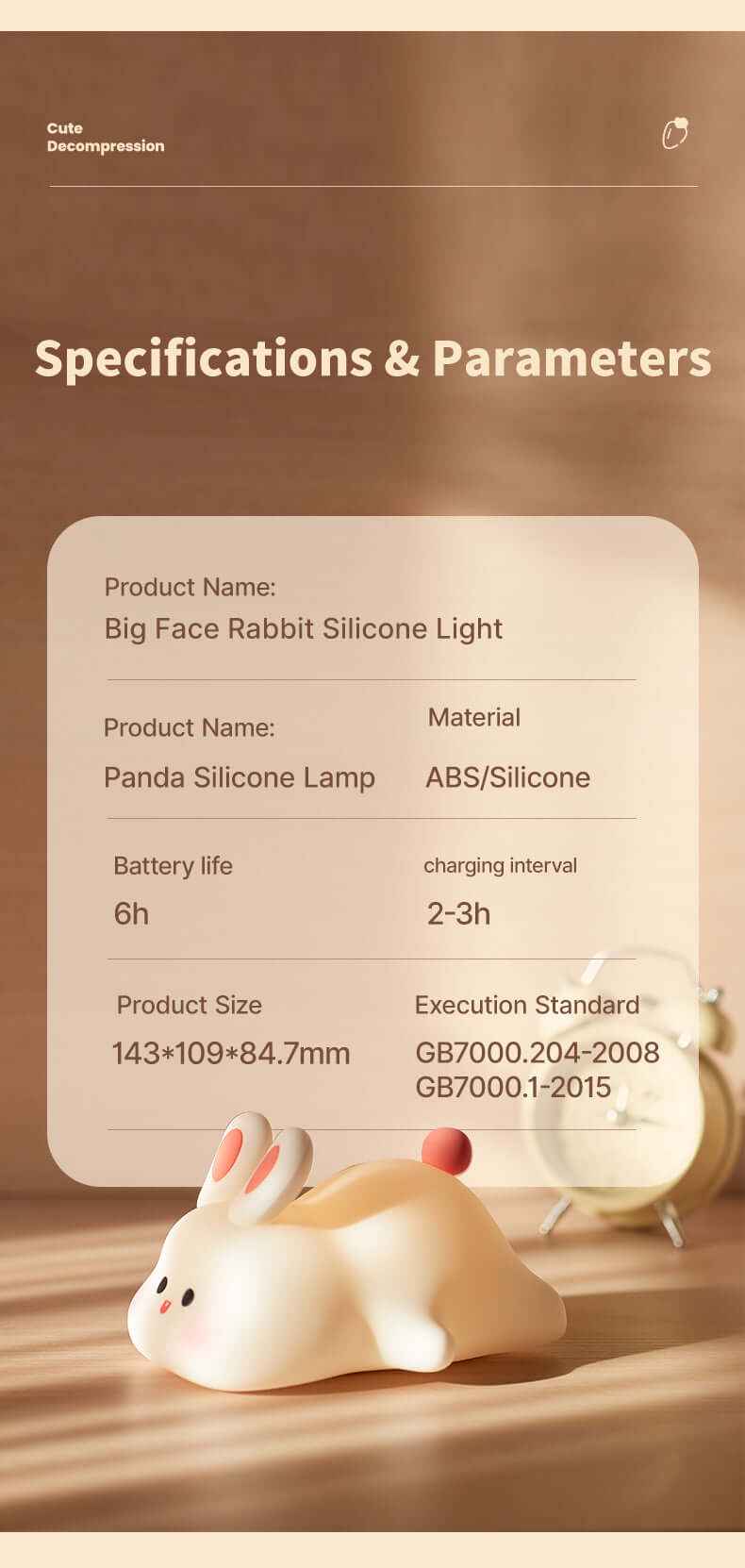 🐰 Soft Silicone Bunny Night Light – Touch Control Lamp for Kids’ Rooms & Gifts