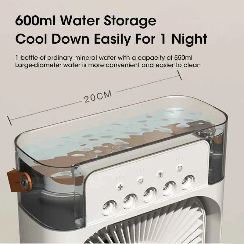 Five-Hole Spray Humidifying Fan Portable Water-cooling Fan 3 Speed
