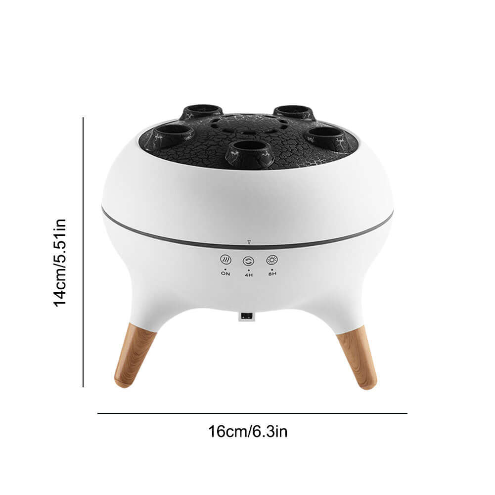 Dynamic Jellyfish Air Humidifier – 250ml Ultrasonic Diffuser with Remote & 7-Color LED Lights shown with dimensions.