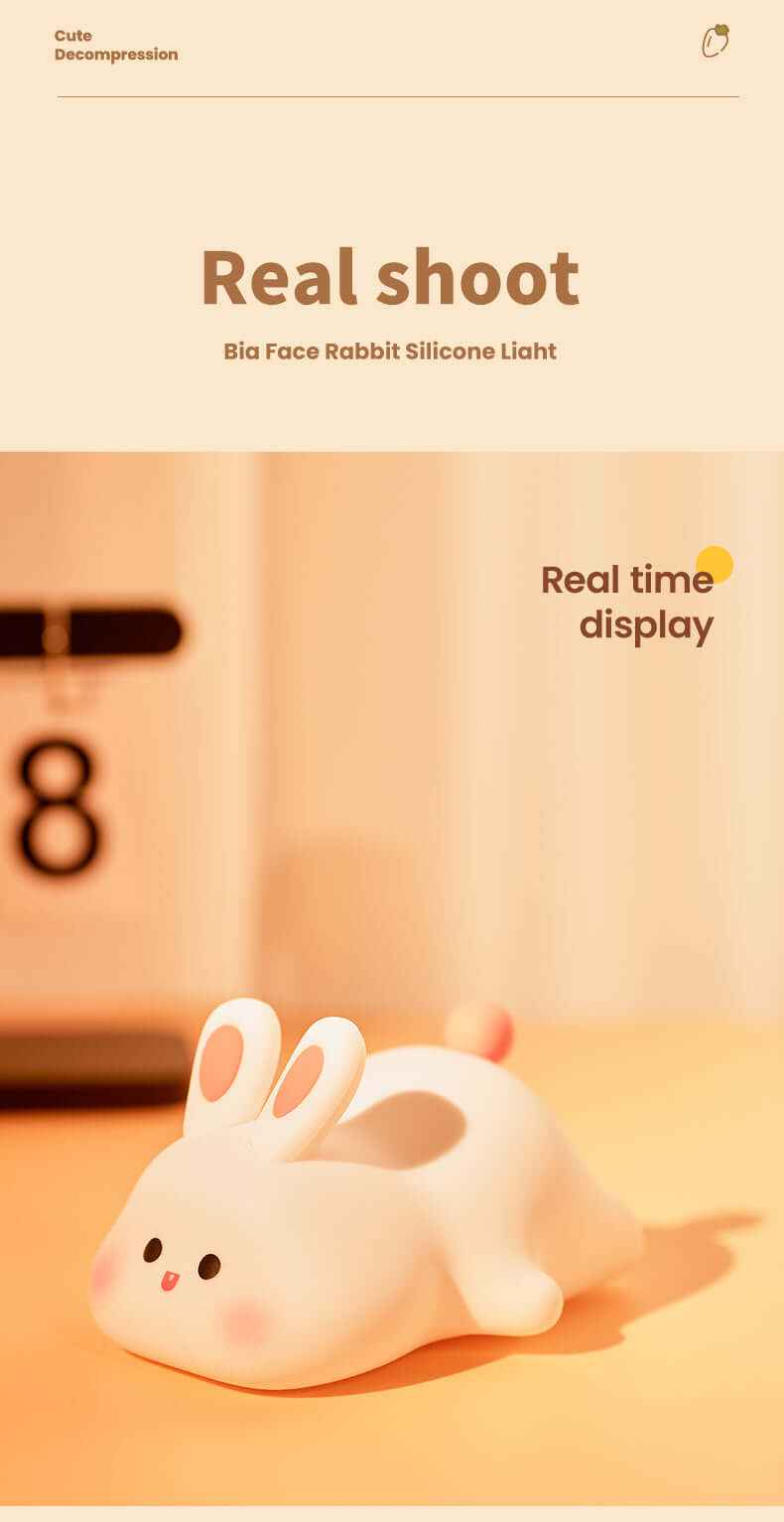 🐰 Soft Silicone Bunny Night Light – Touch Control Lamp for Kids’ Rooms & Gifts