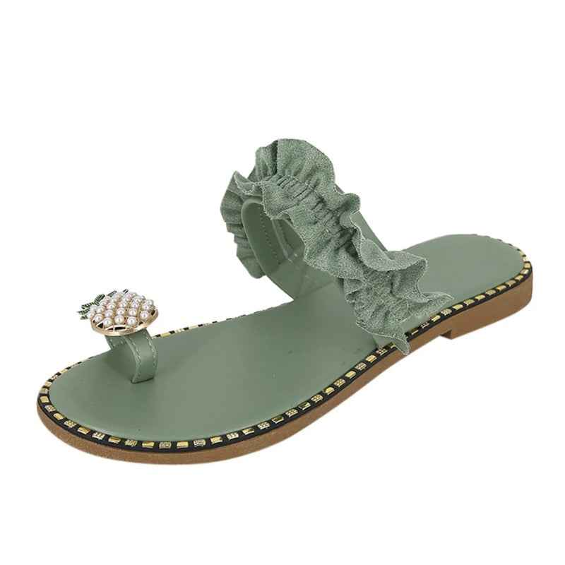 Women's Beach slides Pineapple Pearl Toe Casual Womens Slippers