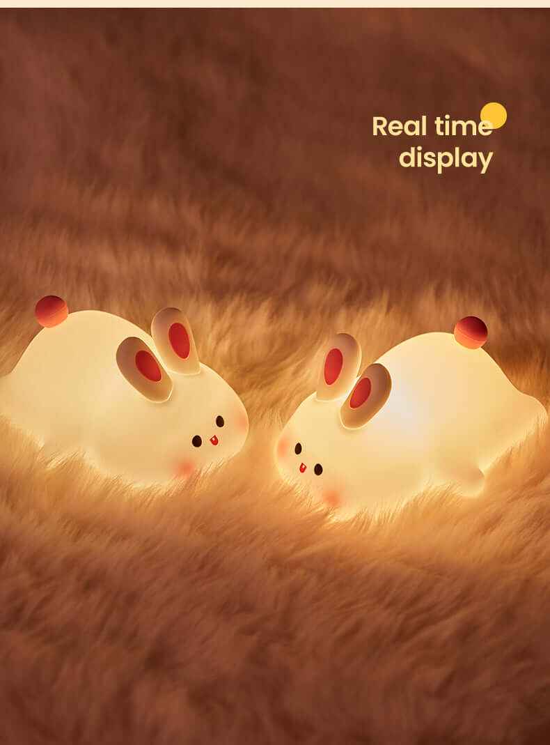 🐰 Soft Silicone Bunny Night Light – Touch Control Lamp for Kids’ Rooms & Gifts